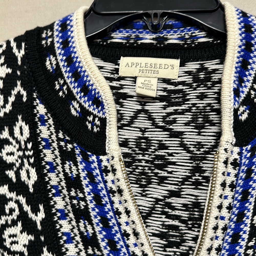 Appleseeds nordic style zip -sweater Size PS / Box 3-33 - Picture 3 of 9